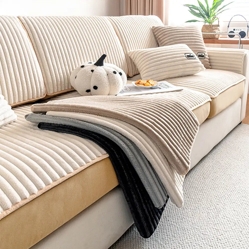 Fashion Straight Plush Comfortable Sofa Protective Stretch Magic Sofa Cover