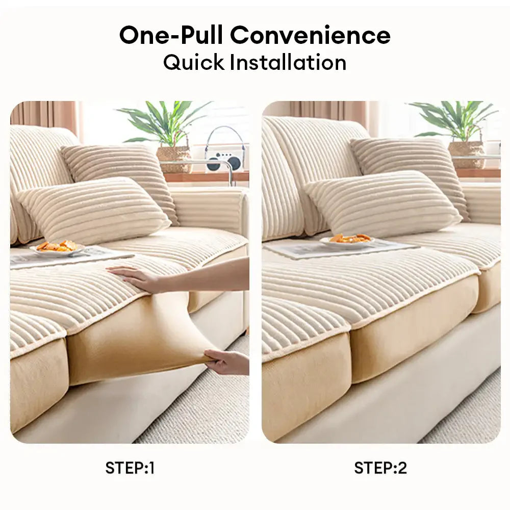 Fashion Straight Plush Comfortable Sofa Protective Stretch Magic Sofa Cover