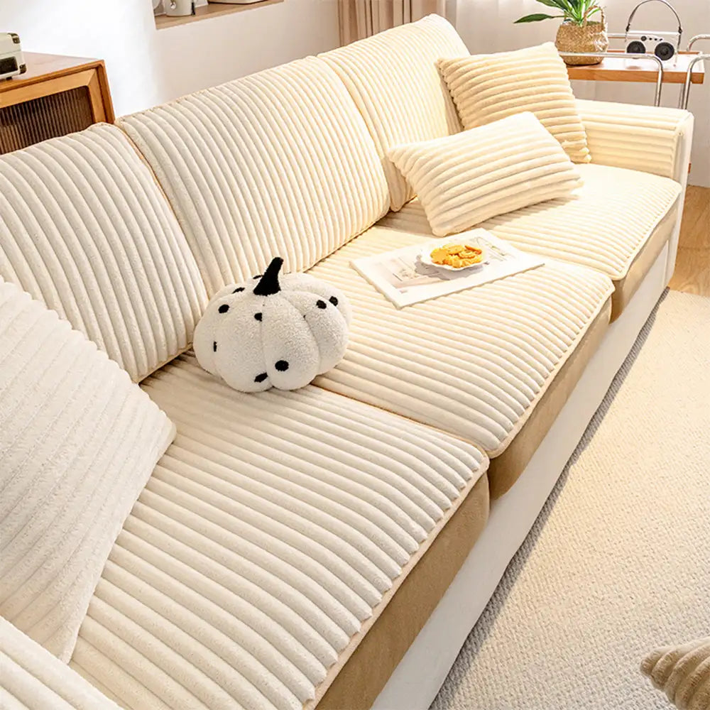 Fashion Straight Plush Comfortable Sofa Protective Stretch Magic Sofa Cover
