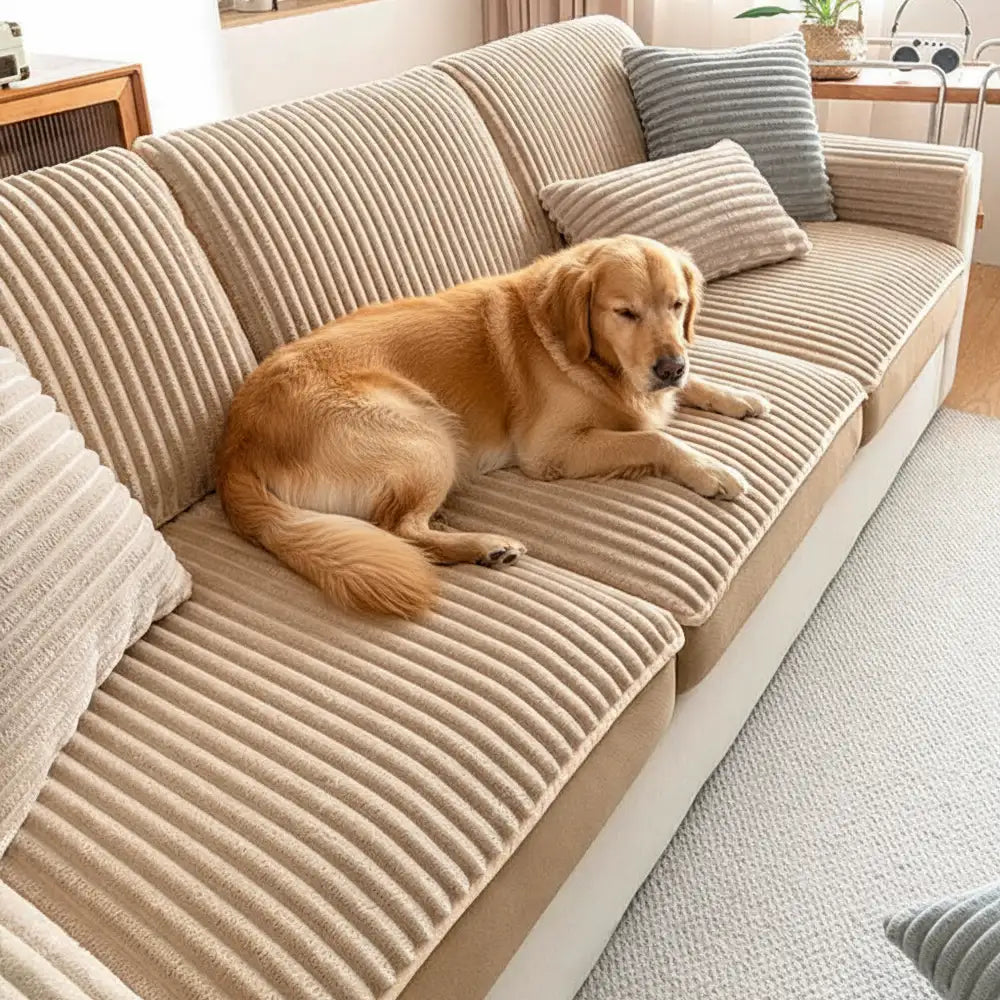 Fashion Straight Plush Comfortable Sofa Protective Stretch Magic Sofa Cover