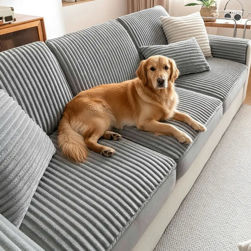 Fashion Straight Plush Comfortable Sofa Protective Stretch Magic Sofa Cover