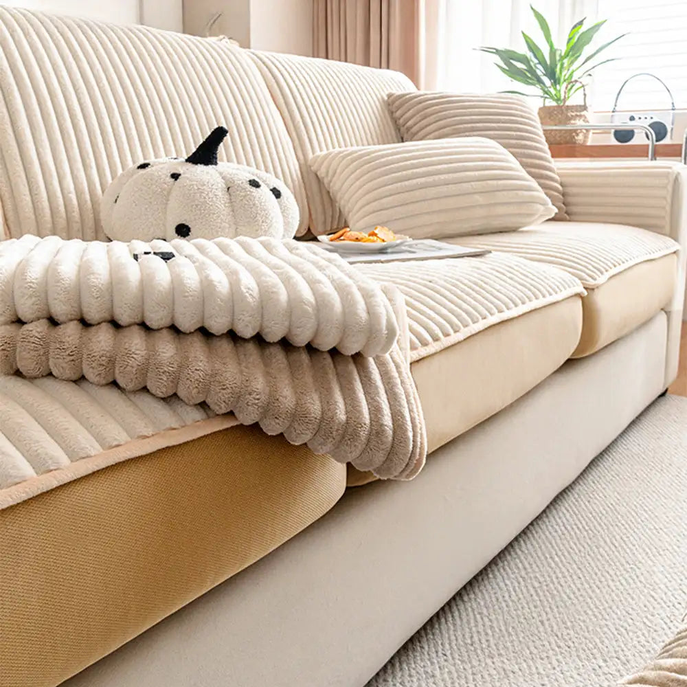 Fashion Straight Plush Comfortable Sofa Protective Stretch Magic Sofa Cover