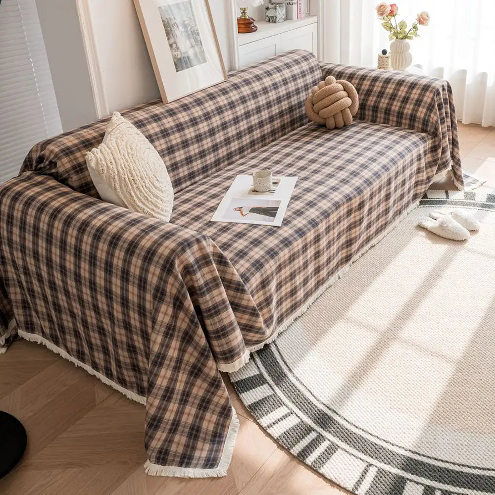 Festive Plaid Colour Block Sofa Decoration Sofa Cover