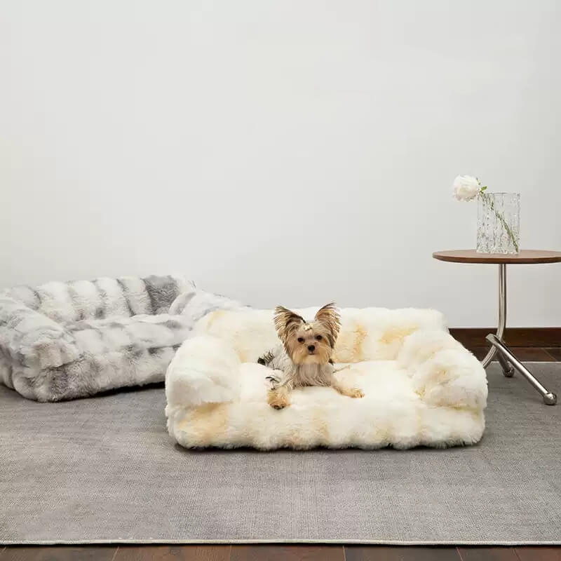 Fluffy Plush Thickened Cosy Pet Calming Bed Dog Cat Sofa Bed