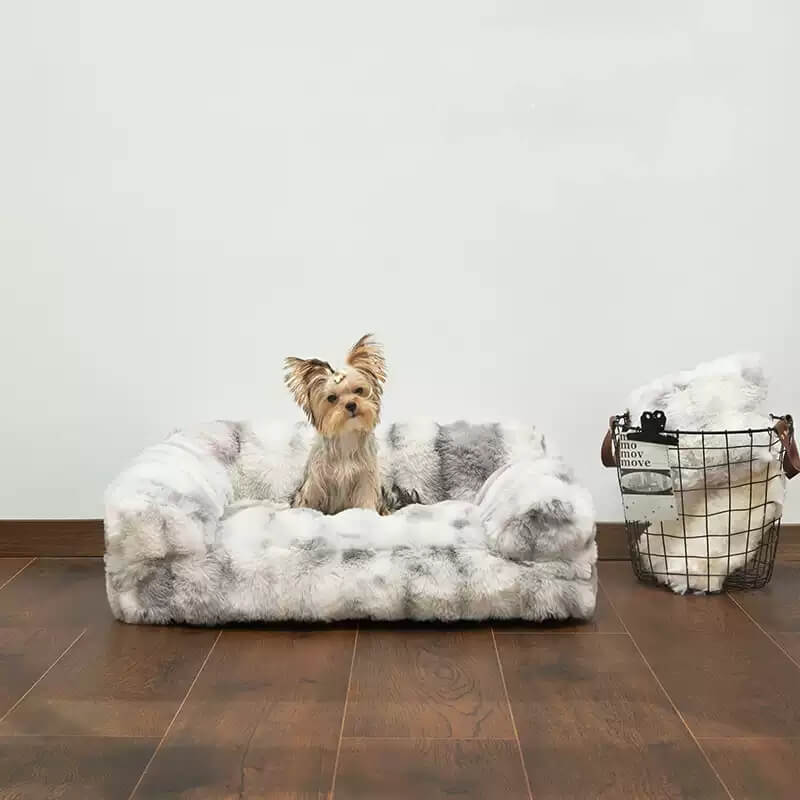 Fluffy Plush Thickened Cosy Pet Calming Bed Dog Cat Sofa Bed