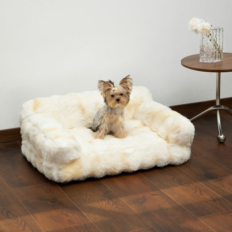 Fluffy Plush Thickened Cosy Pet Calming Bed Dog Cat Sofa Bed