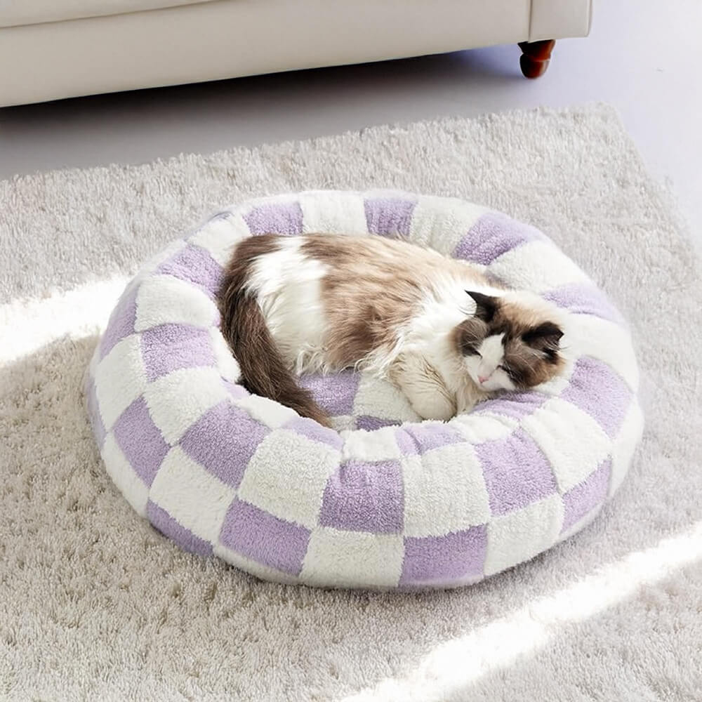 Elegance Floral Chequerboard Orthopaedic Warm Washable Dog & Cat Bed