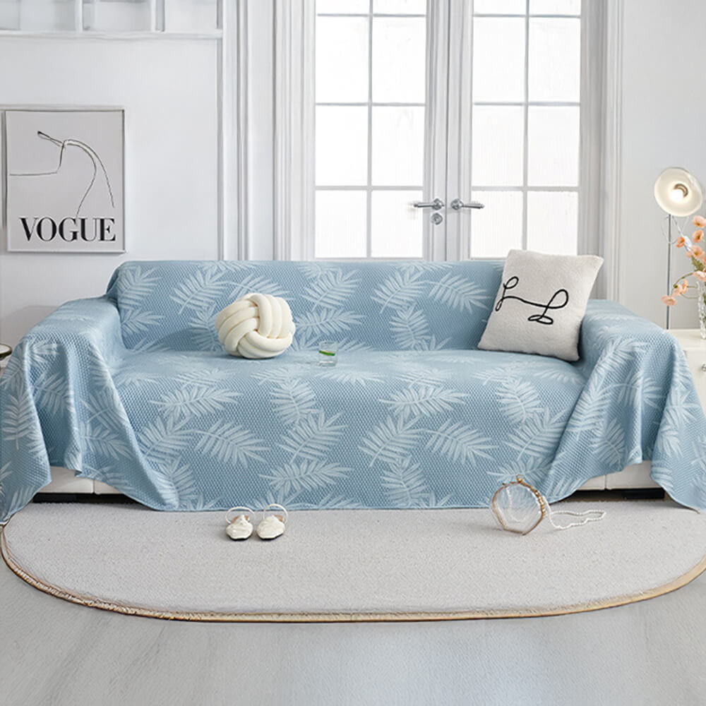 Elegant Willow Leaf Pattern Ice Silk Cooling Sofa Cover