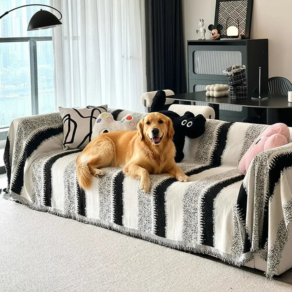 Fashion Striped Chenille Scratch-Resistant Sofa Protection Sofa Cover