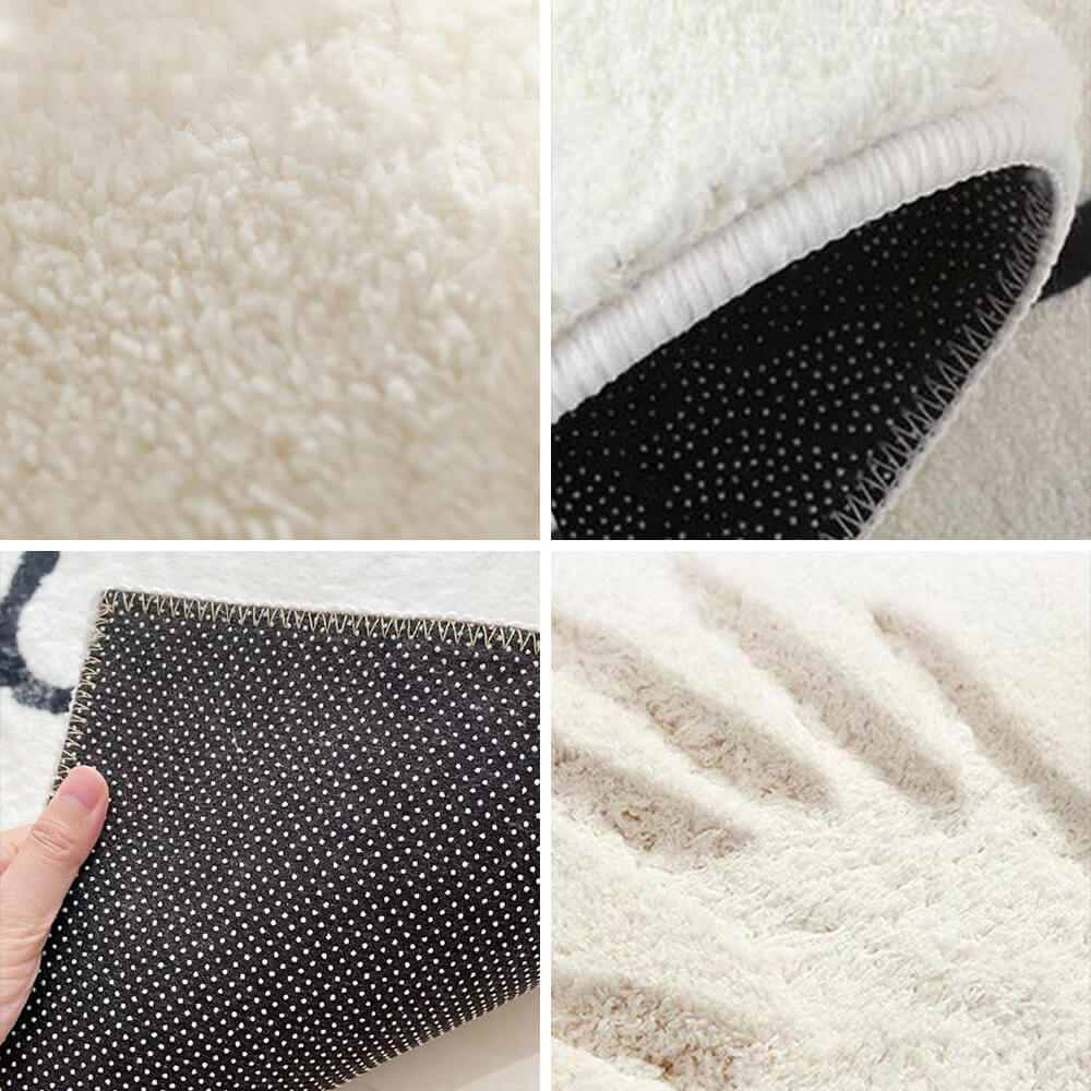 Faux Cashmere Chequerboard Cosy Bedside Carpet Irregular Shape Rug