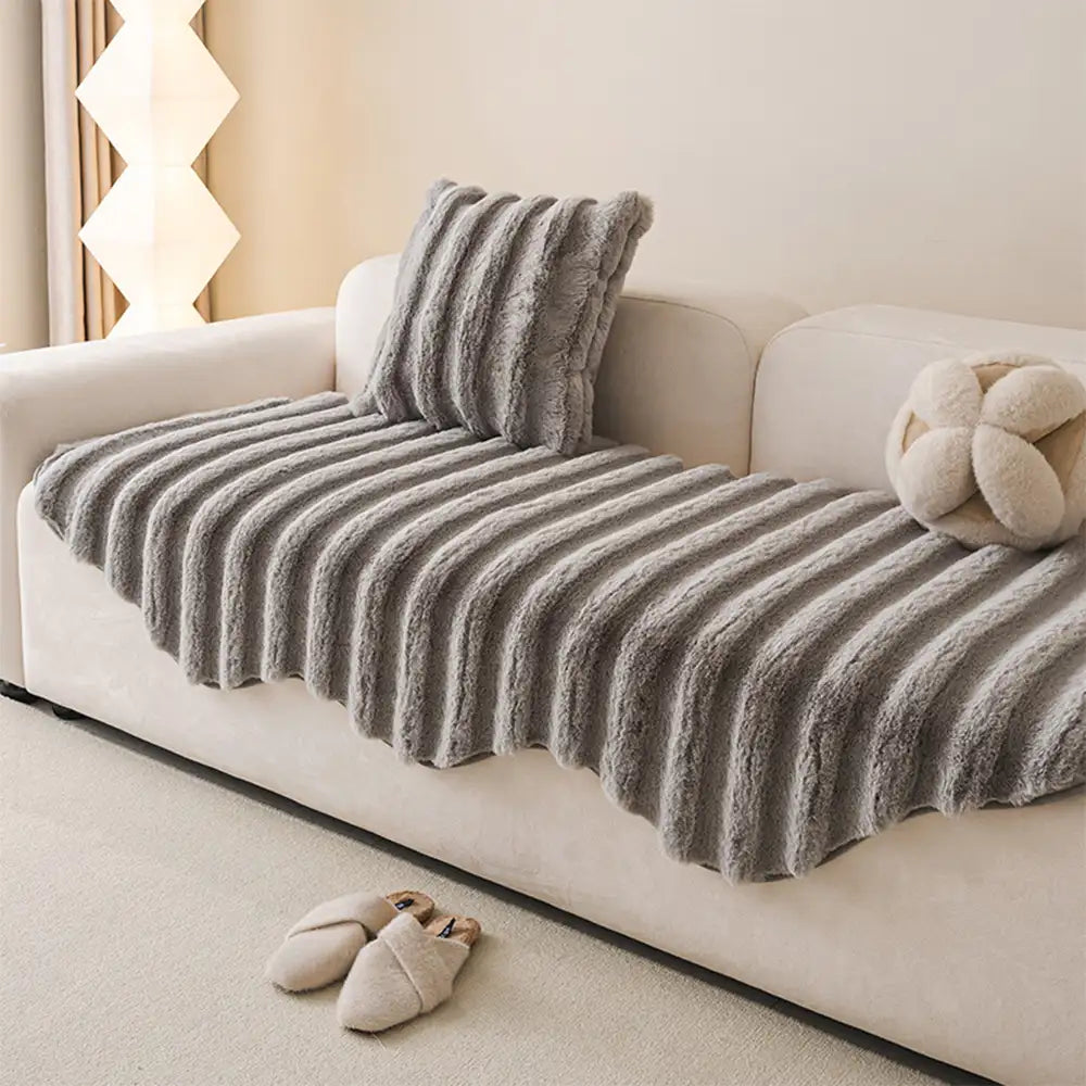 Fluffy Comfort Plush Furniture Protection Decorative Sofa Cover