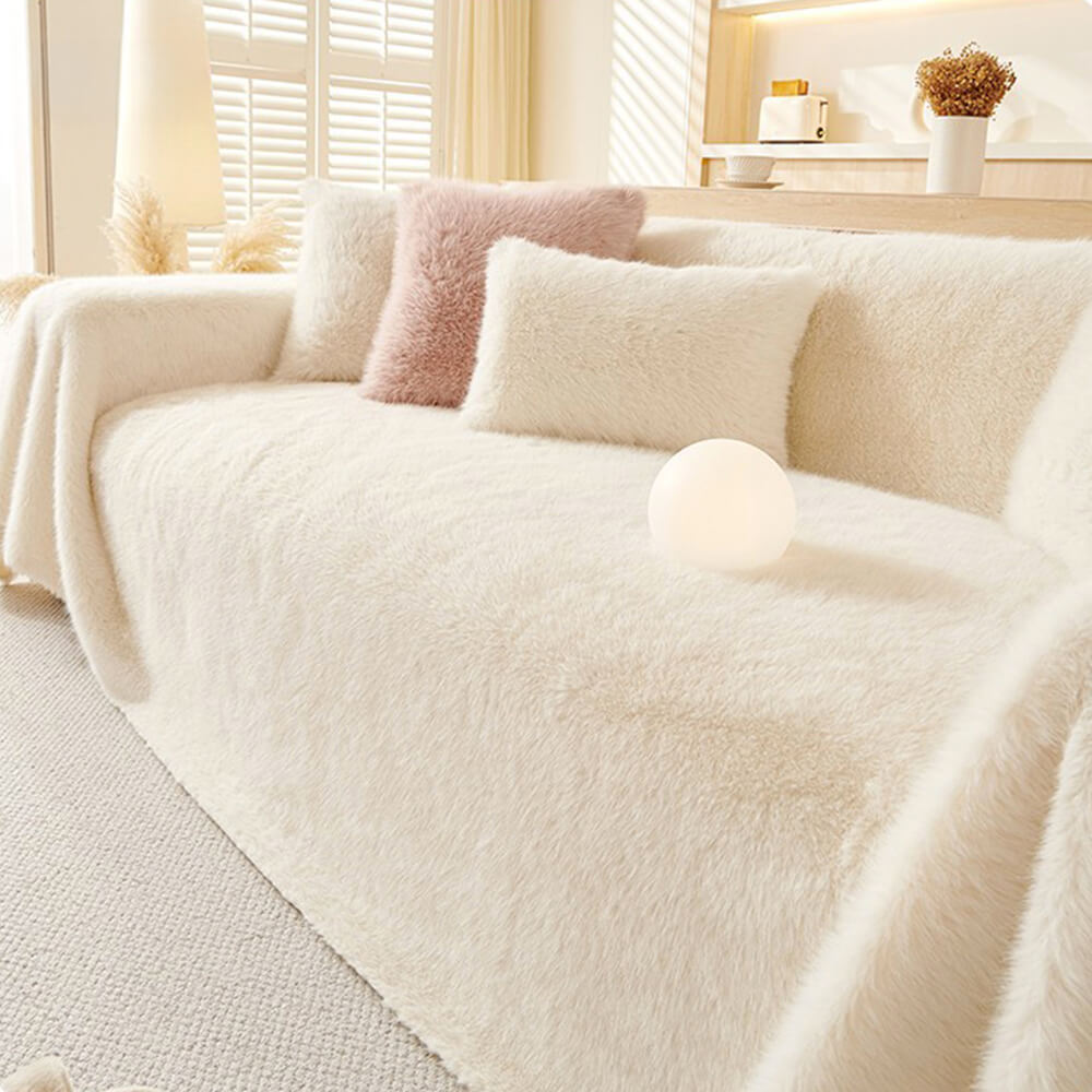 Luxury Skin-Friendly Long Faux Fur One-Piece Multi Functional Sofa Cover