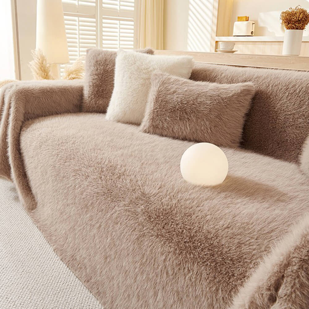 Luxury Skin-Friendly Long Faux Fur One-Piece Multi Functional Sofa Cover