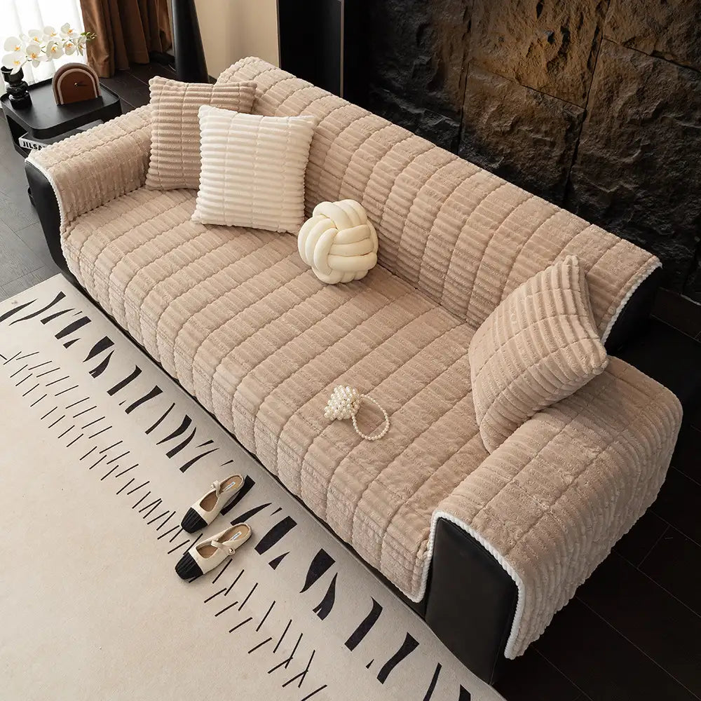 One-Piece Cosy Flannel Sofa Protection Non-Slip Sofa Cover