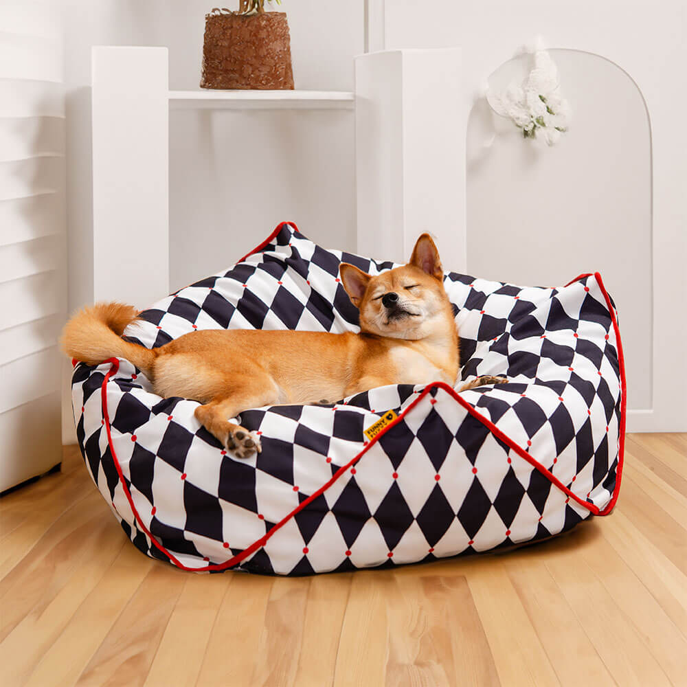 FunnyFuzzy Polygonal Calming Bean Bag Dog Bed