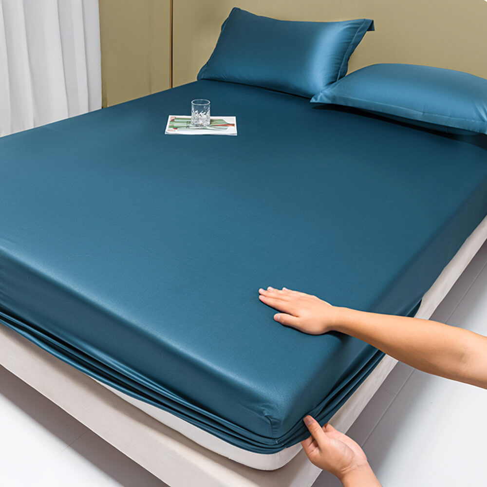 Premium Solid Colour Silky Cooling 100s Lyocell Fitted Sheet Mattress Cover