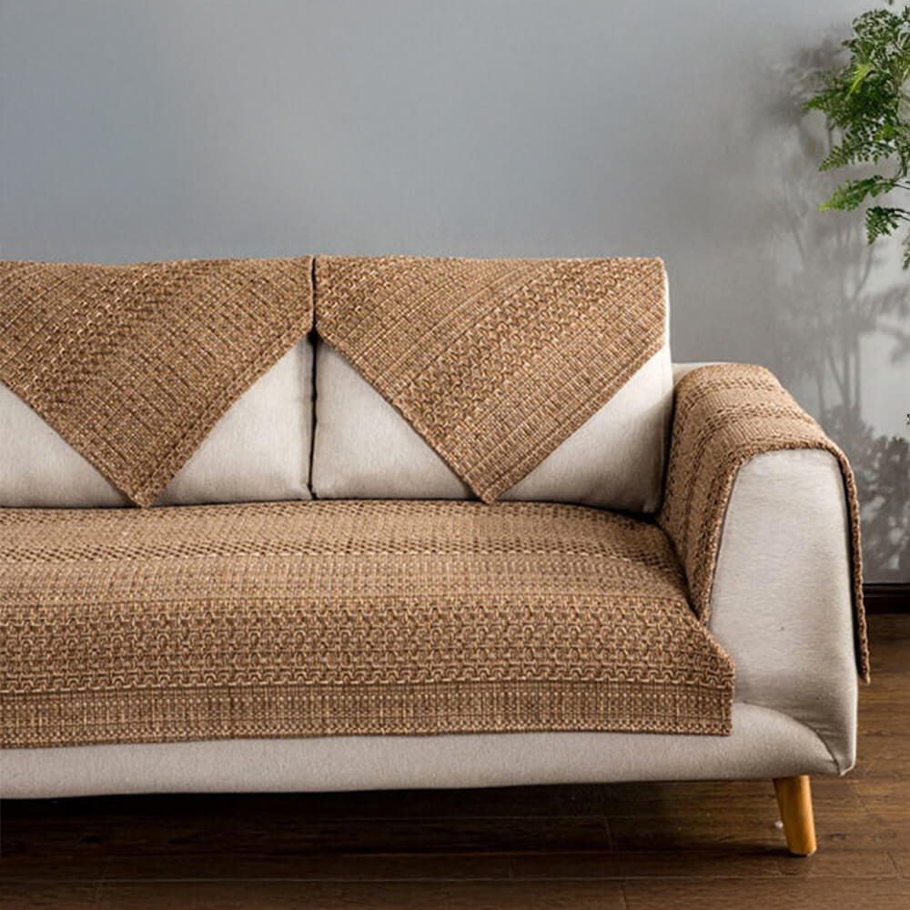 Rustic Durable Woven Linen Blend Breathable Sofa Cover