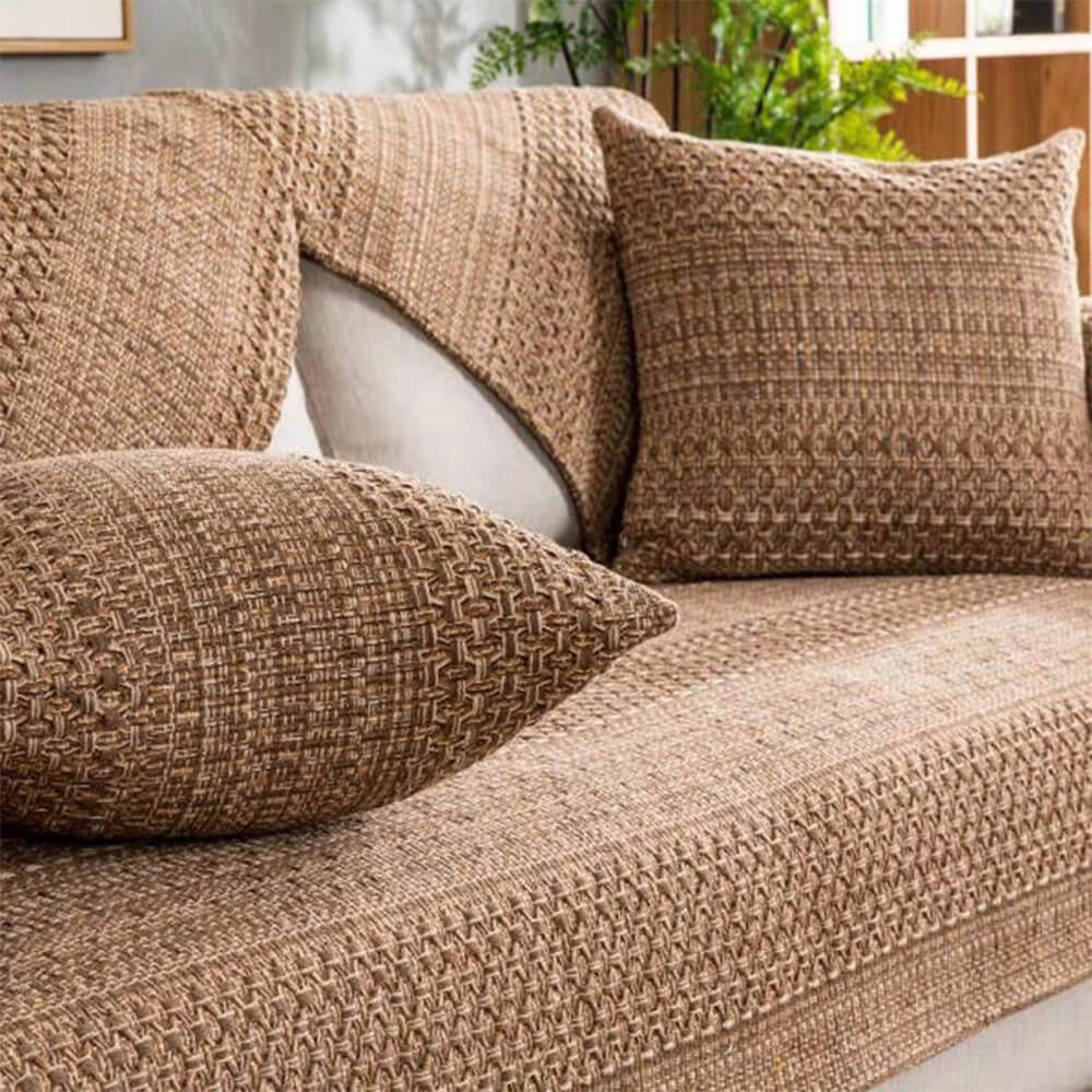 Rustic Durable Woven Linen Blend Breathable Sofa Cover