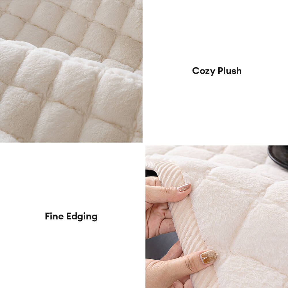 Soft Plush Diamond Quilted Anti-Slip Cushion Sofa Cover