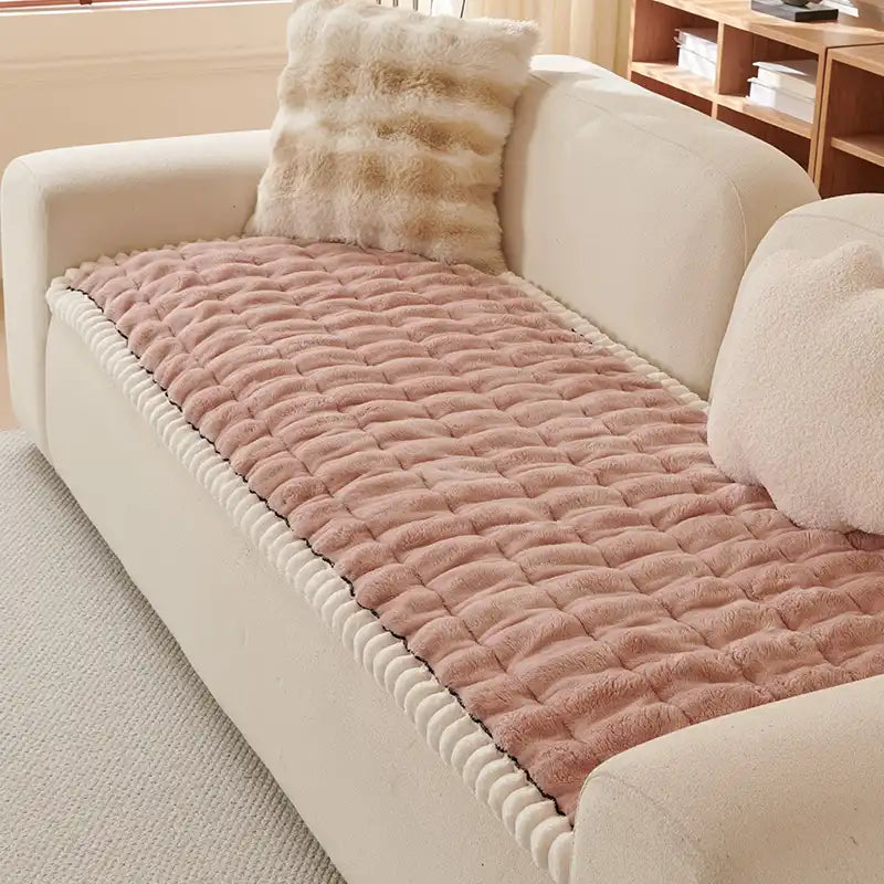 Solid-Colour Fluffy Sofa Decor Thickened Sofa Cover