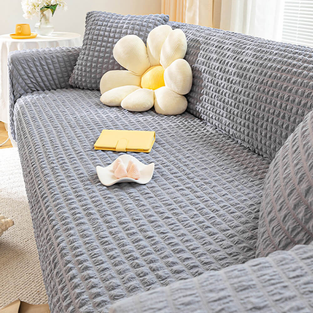 Square Bubble Seersucker Stretch Sofa Protector Magic Sofa Cover