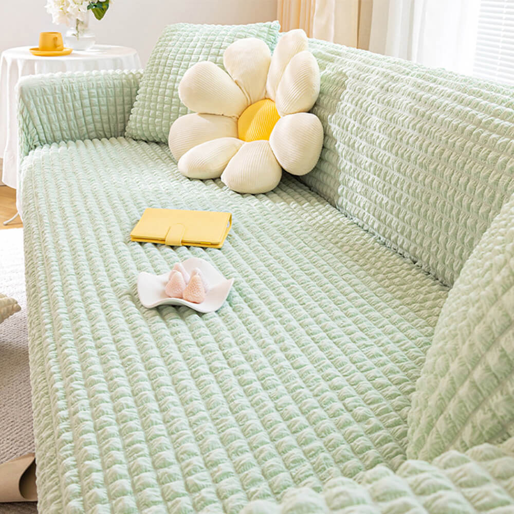 Square Bubble Seersucker Stretch Sofa Protector Magic Sofa Cover