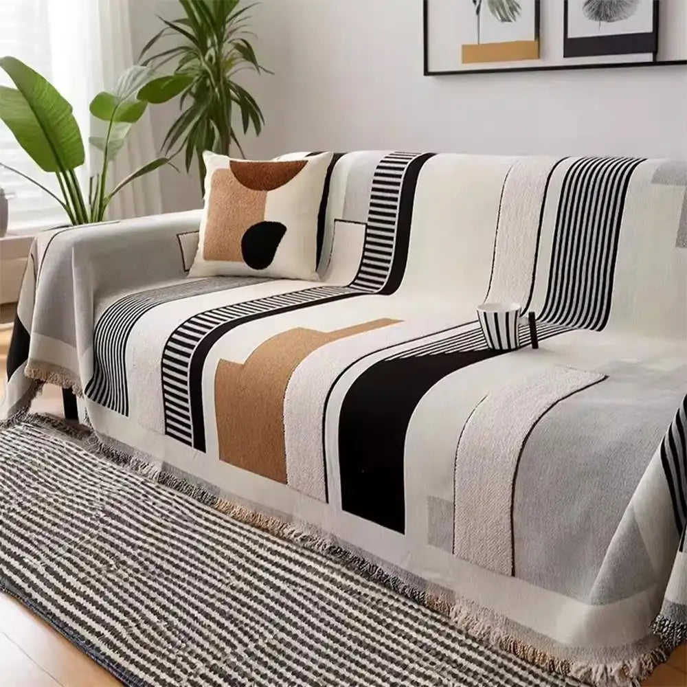Stripe Art Scratch Resistant Chenille Multifunctional Sofa Protector Sofa Cover