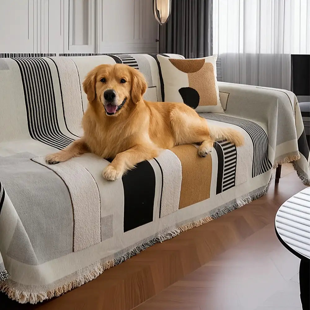 Stripe Art Scratch Resistant Chenille Multifunctional Sofa Protector Sofa Cover