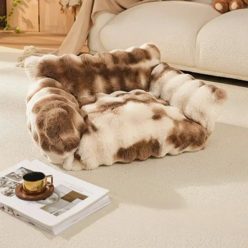 Tie-Dye Colour Fluffy Plush Lazy Comfortable Dog & Cat Sofa Bed