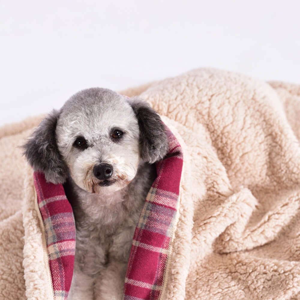 Warm Cosy Plaid Sherpa Fleece Thickened Blanket for Dogs and Cats