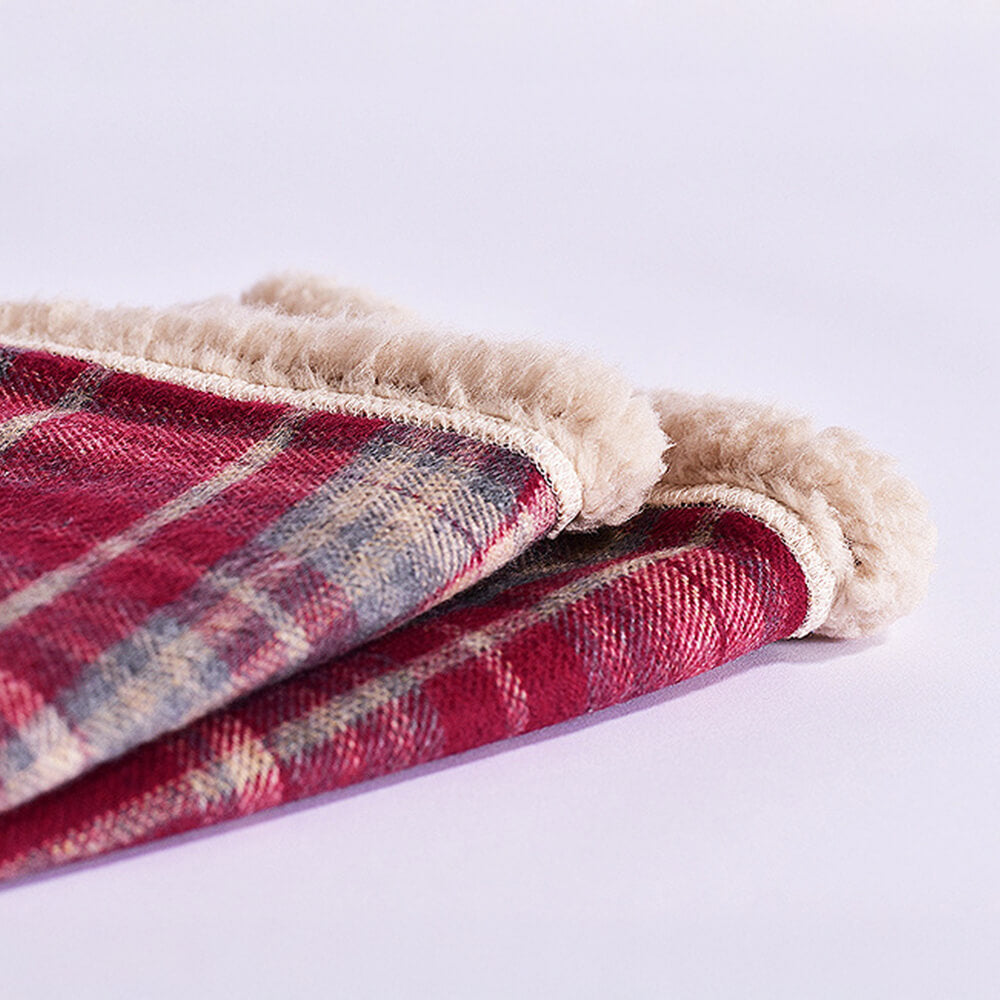 Warm Cosy Plaid Sherpa Fleece Thickened Blanket for Dogs and Cats