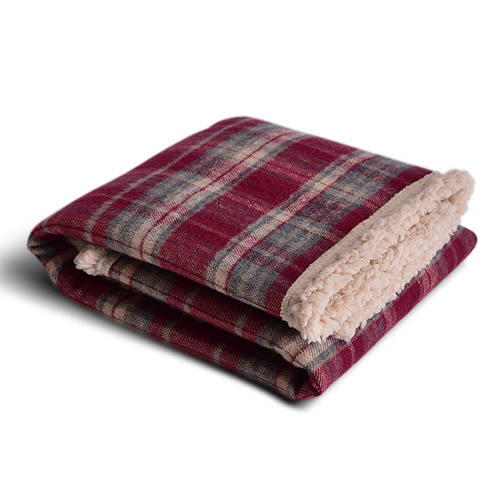 Warm Cosy Plaid Sherpa Fleece Thickened Blanket for Dogs and Cats