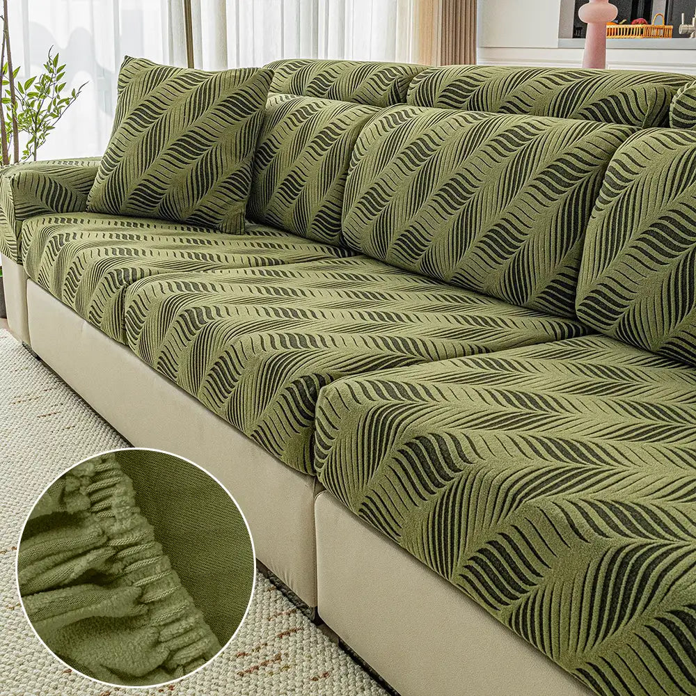 Wave Jacquard Polar Fleece Antistatic Protection Full Wrap Sofa Cover