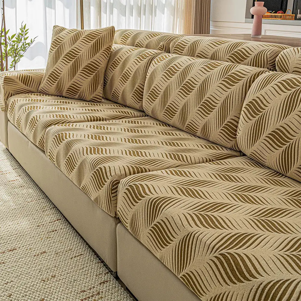 Wave Jacquard Polar Fleece Antistatic Protection Full Wrap Sofa Cover