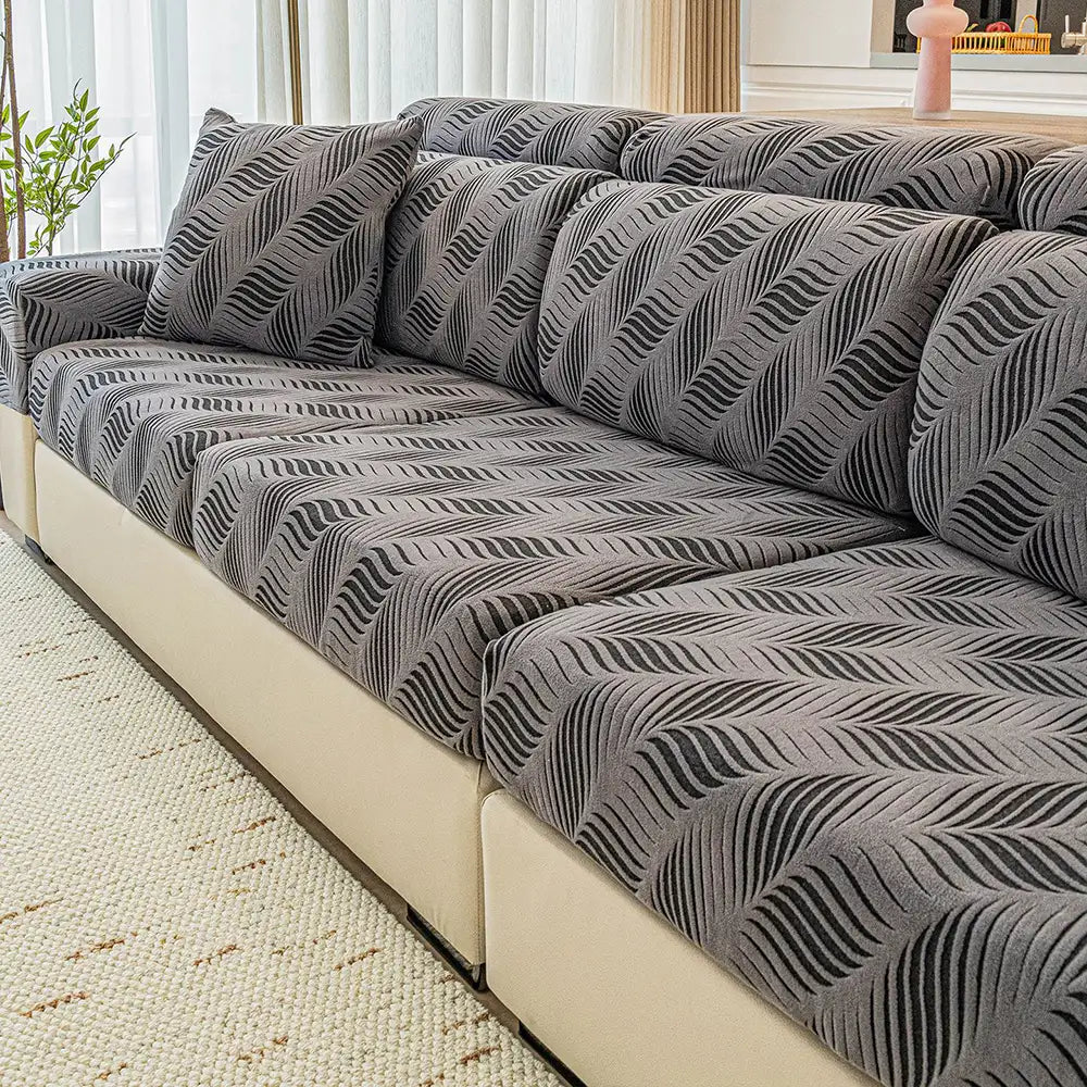 Wave Jacquard Polar Fleece Antistatic Protection Full Wrap Sofa Cover