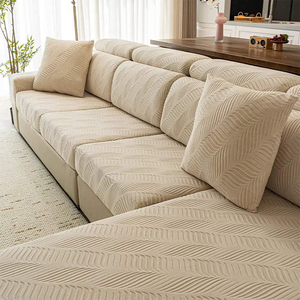 Wave Jacquard Polar Fleece Antistatic Protection Full Wrap Sofa Cover