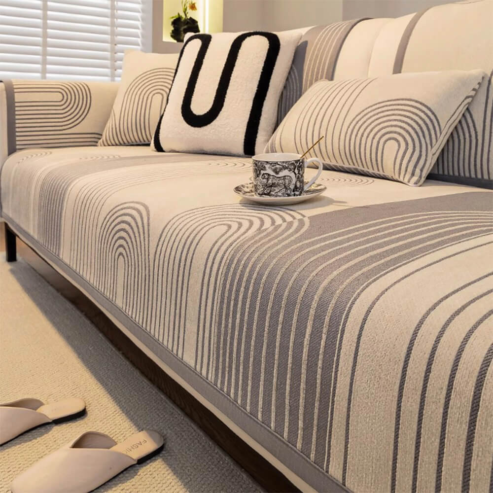 Chenille Arch Pattern Scratch-Resistant Sofa Cover