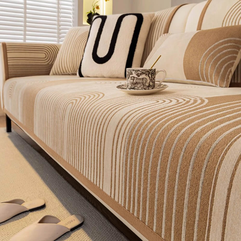Chenille Arch Pattern Scratch-Resistant Sofa Cover
