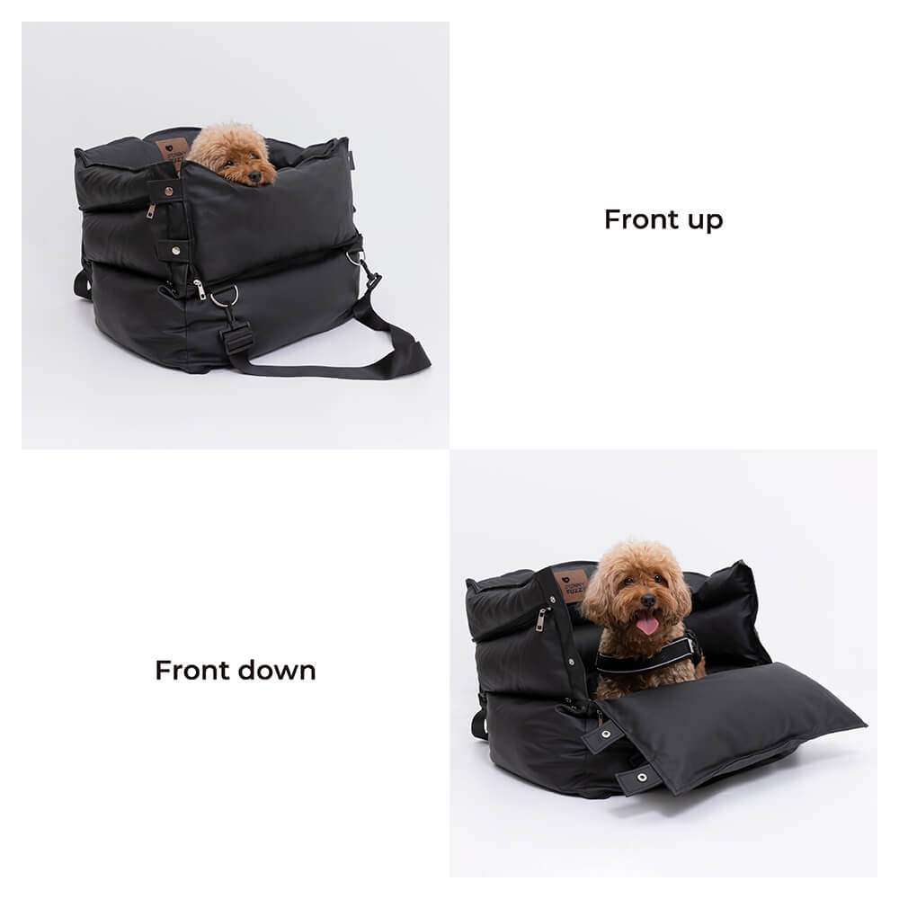 Full Leather Dog Pet Car Seat Bed - Fort