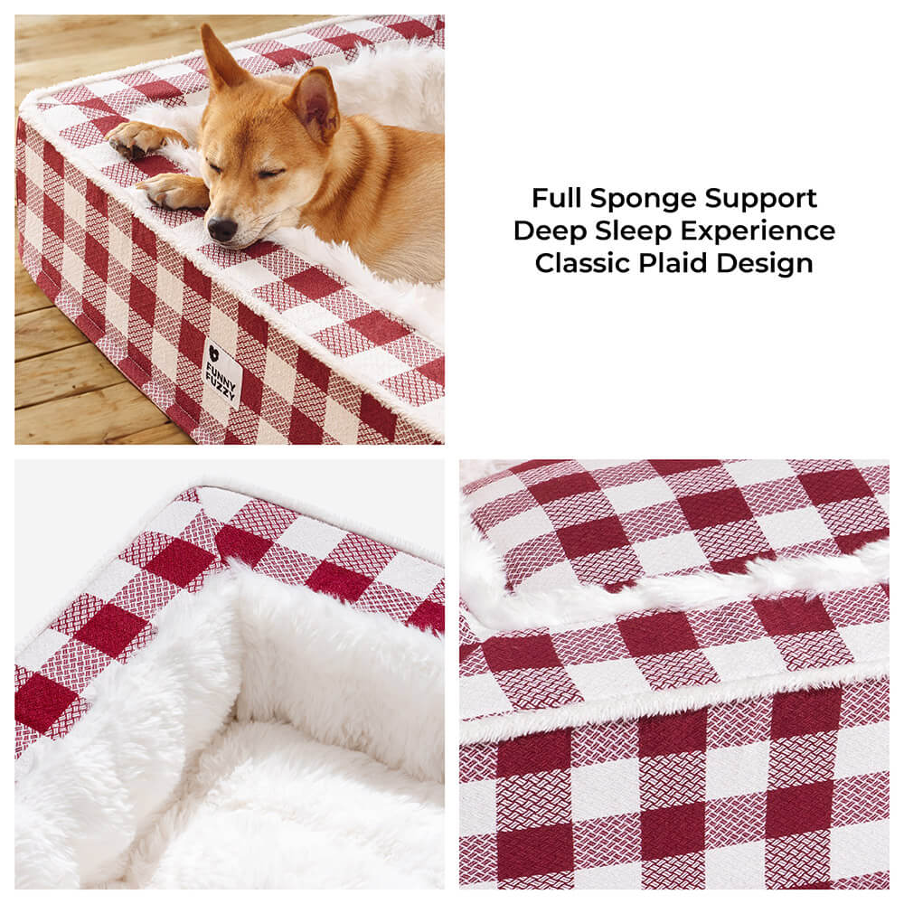 Festive Classic Tartan Cosy Dog Anti-Anxiety Calming Bed