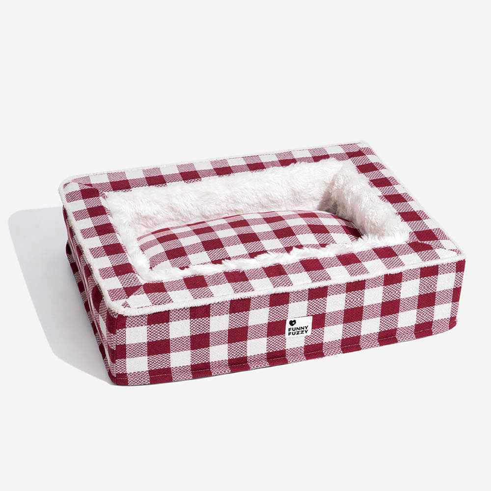 Festive Classic Tartan Cosy Dog Anti-Anxiety Calming Bed