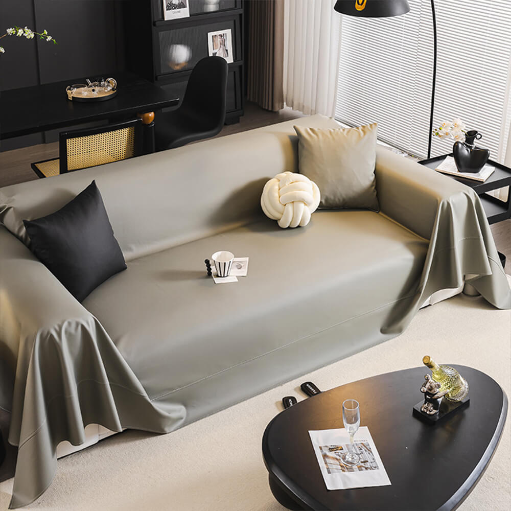 Modern Faux Leather Anti-Scratch Throw Sofa Cover