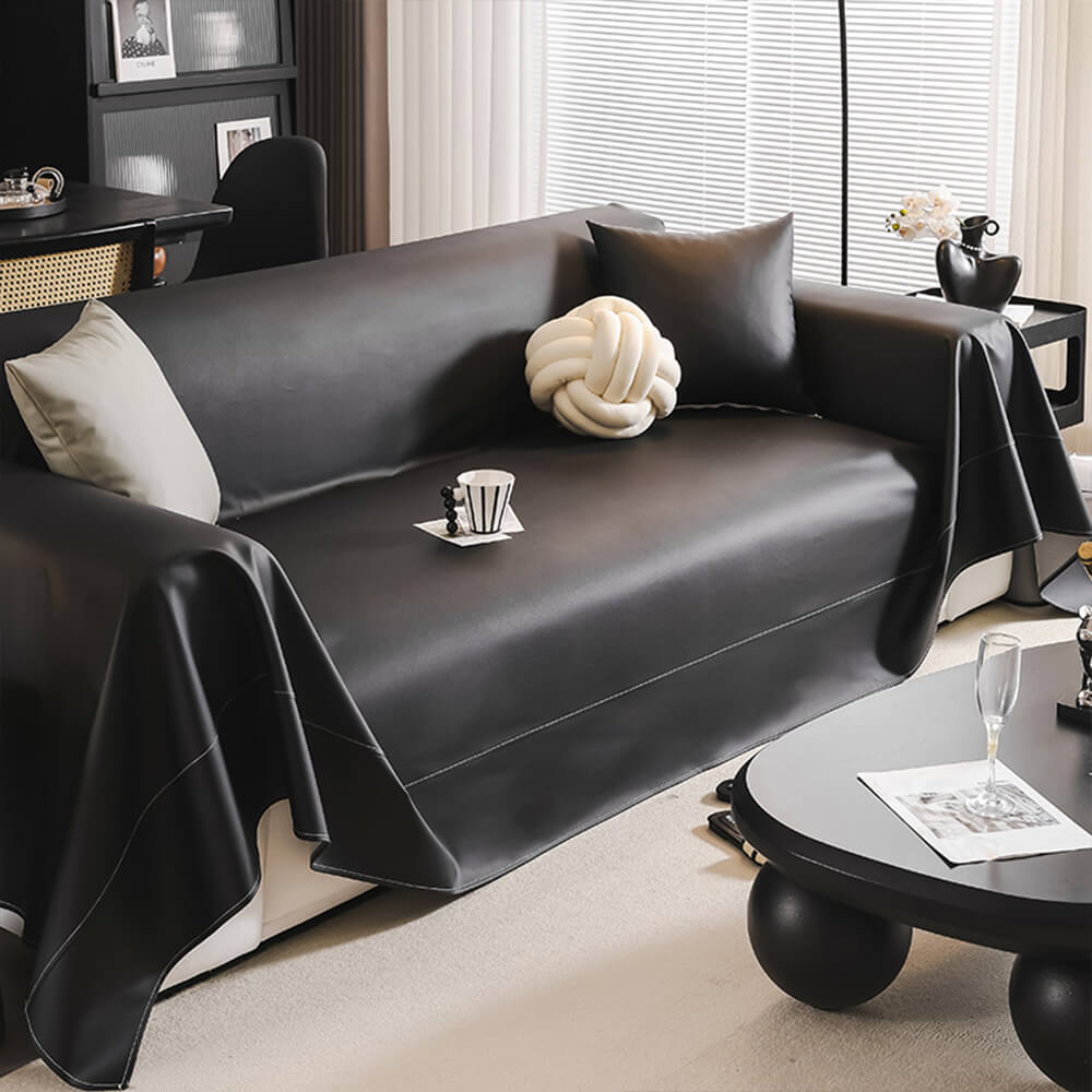 Modern Faux Leather Anti-Scratch Throw Sofa Cover
