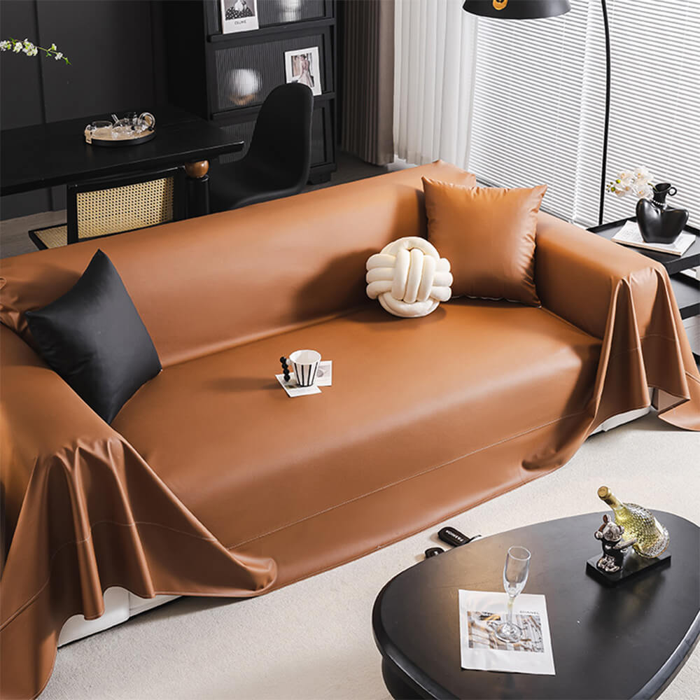 Modern Faux Leather Anti-Scratch Throw Sofa Cover