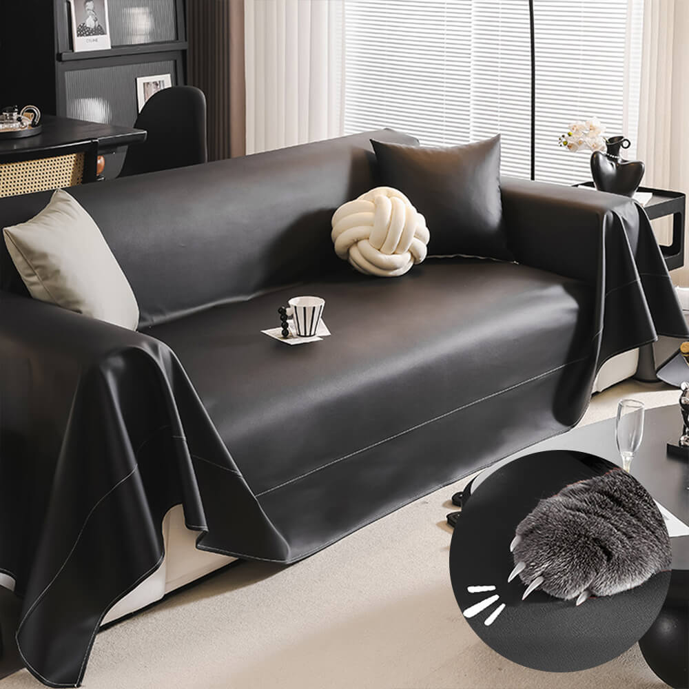 Modern Faux Leather Anti-Scratch Throw Sofa Cover