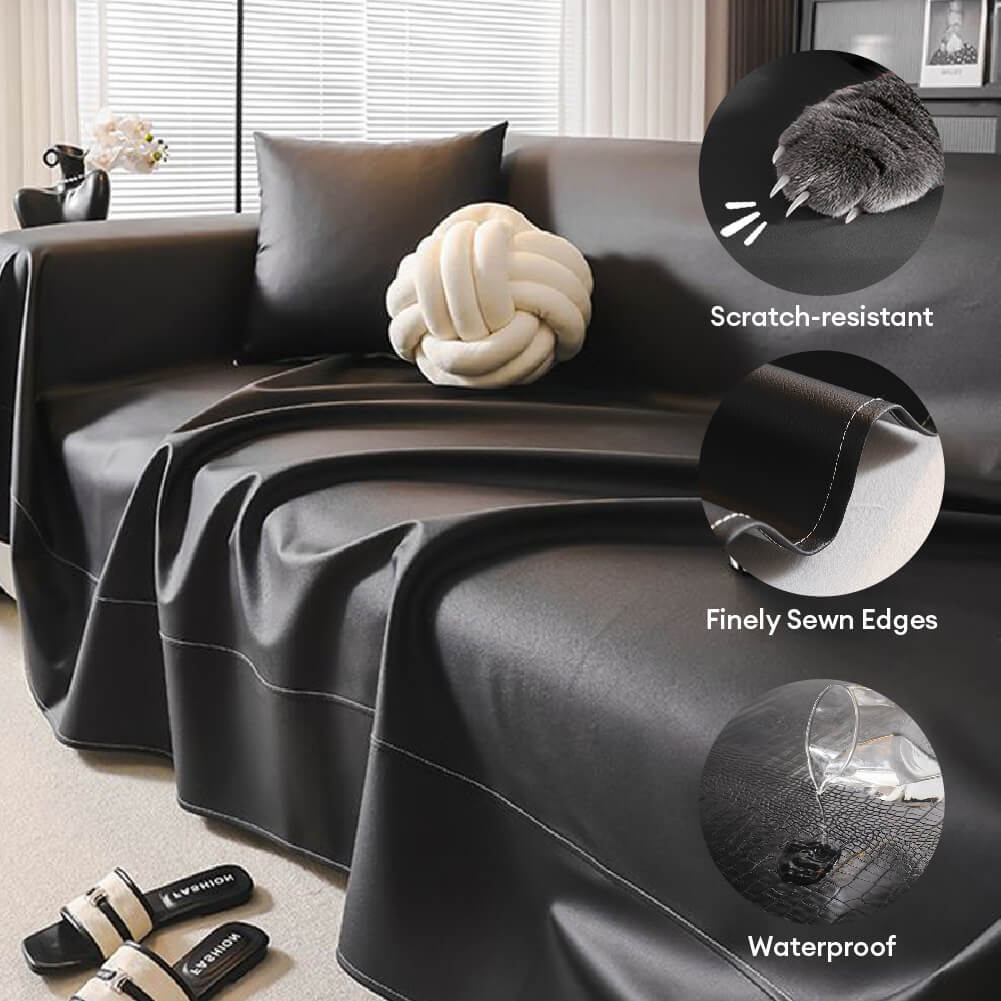 Modern Faux Leather Anti-Scratch Throw Sofa Cover