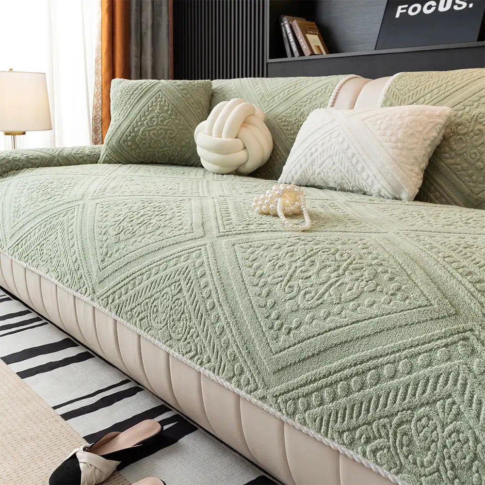 All Season Nordic Style Carved Plush Decorative Non-Slip Sofa Cover
