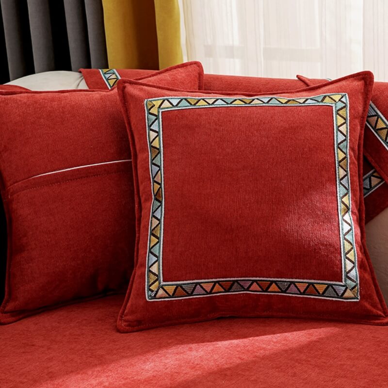 Geometric Decor Solid Colour Chenille Non-Slip Comfort Sofa Cover
