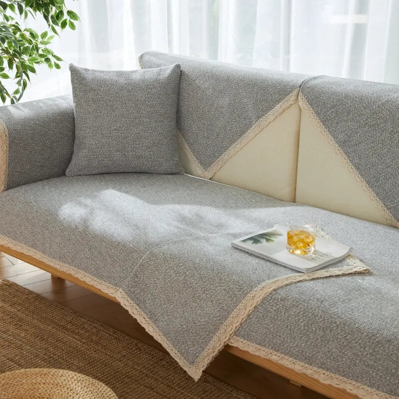 Hand-woven Cotton Linen Non-slip Sofa Cover for All Seasons