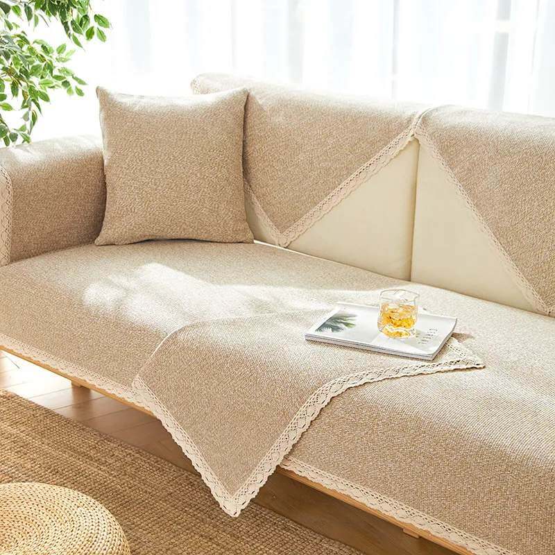 Hand-woven Cotton Linen Non-slip Sofa Cover for All Seasons